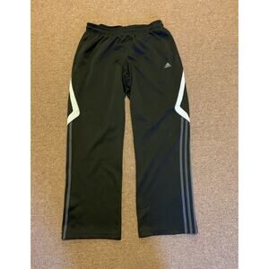 Adidas Track Pant Mens Size L Black/White 3-Stripe Drawstring Regular Fit
